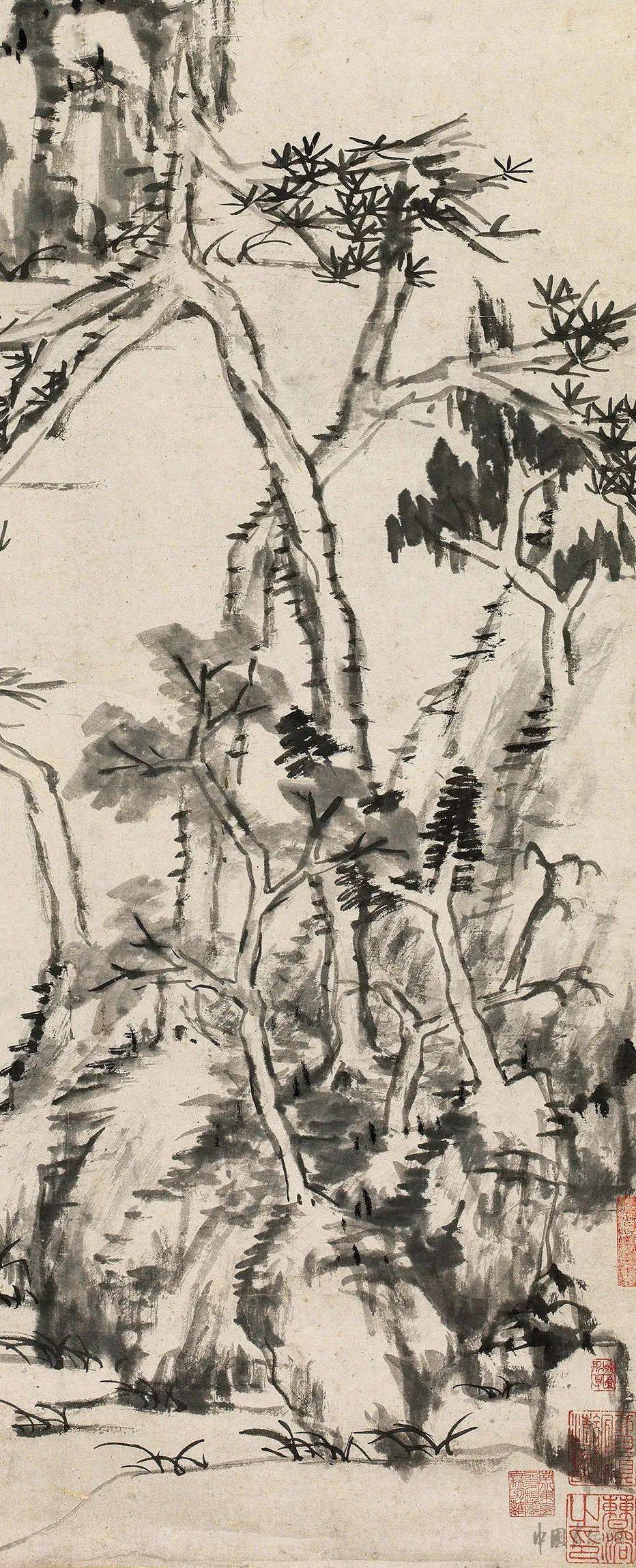 赏画| 朱耷《仿倪云林山水》_版权_内容_立轴