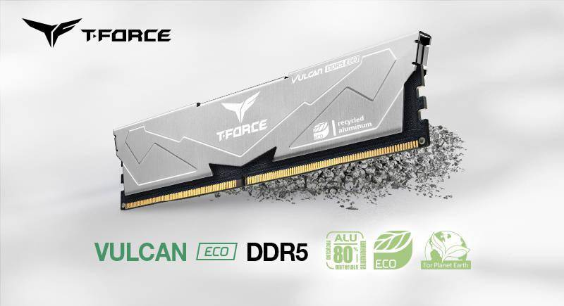 十铨发布VULCAN ECO DDR5“环保”内存，采用回收铝散热片设计