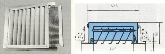 整個風口呈活門形式,活門與邊框間開關自如,有利於安裝和與過濾器的