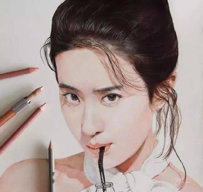 彩铅人物教程丨学习高手怎么画刘亦菲,彩色铅笔画教学