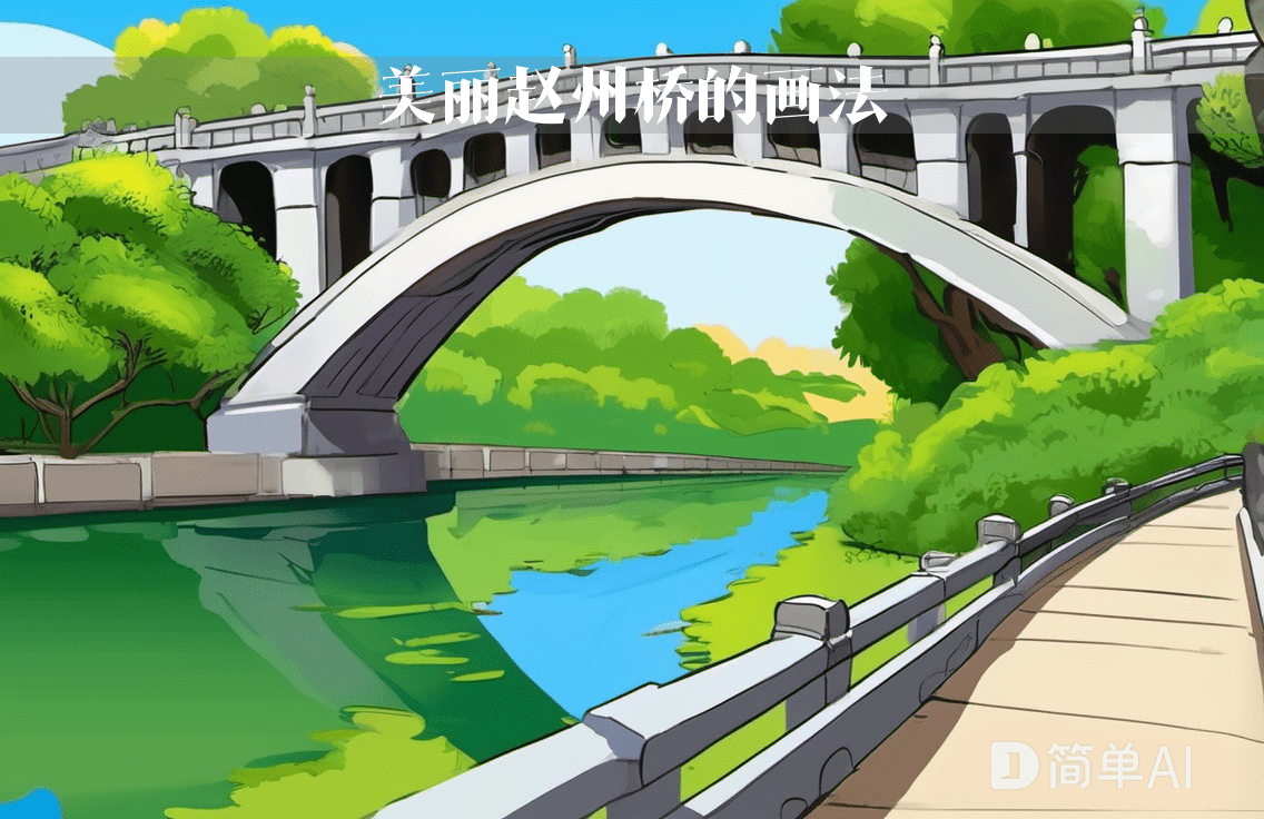 赵州桥彩色画图片