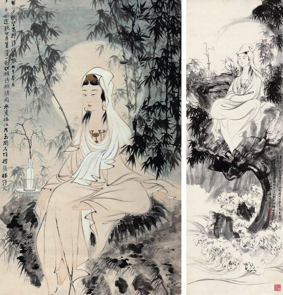 张大千《水月观音》165x67cm 北京保利2017秋拍,成交价:rmb 5,750,000