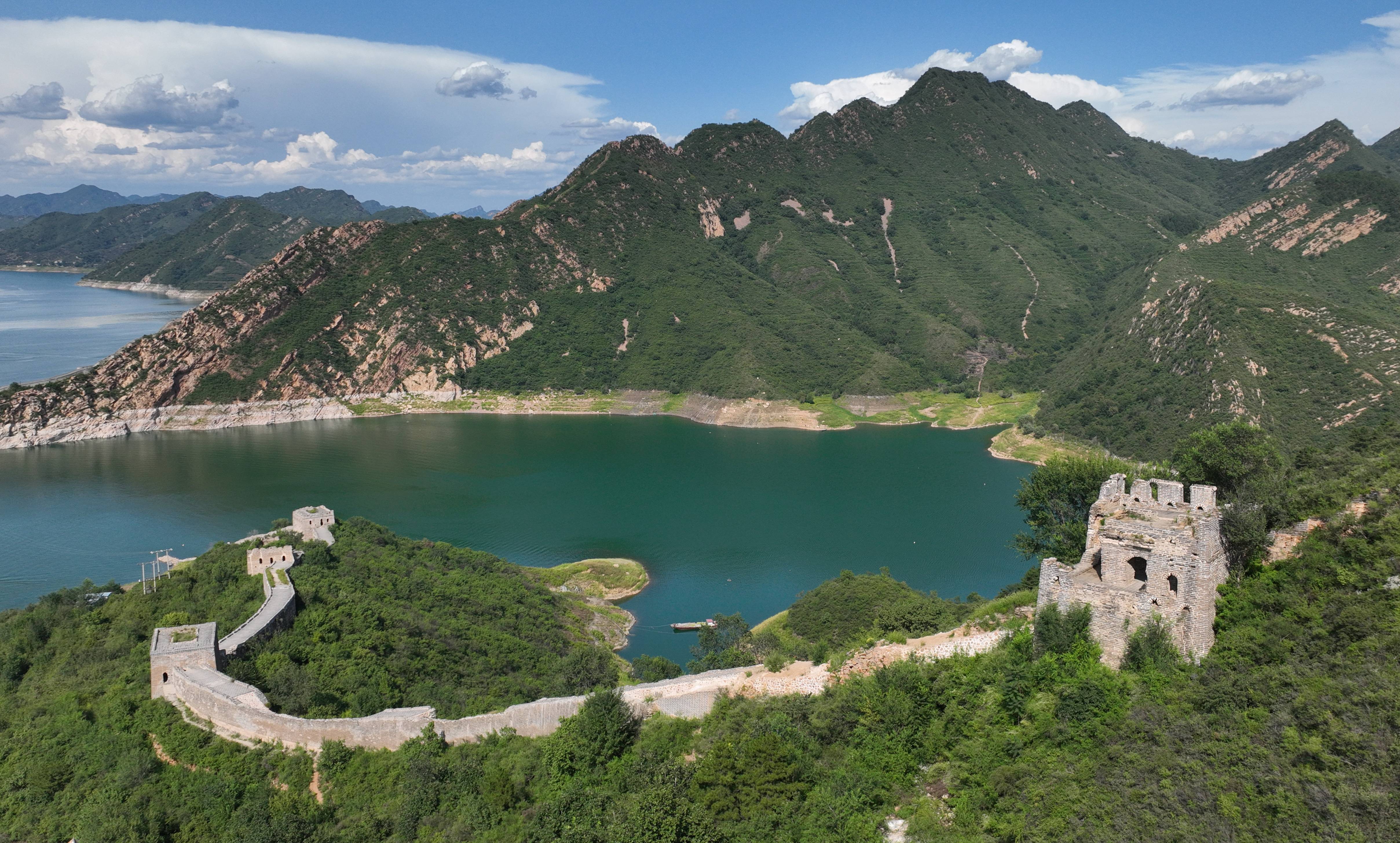 河北唐山迁西县喜峰口长城景色(2023年8月30日摄,无人机照片.