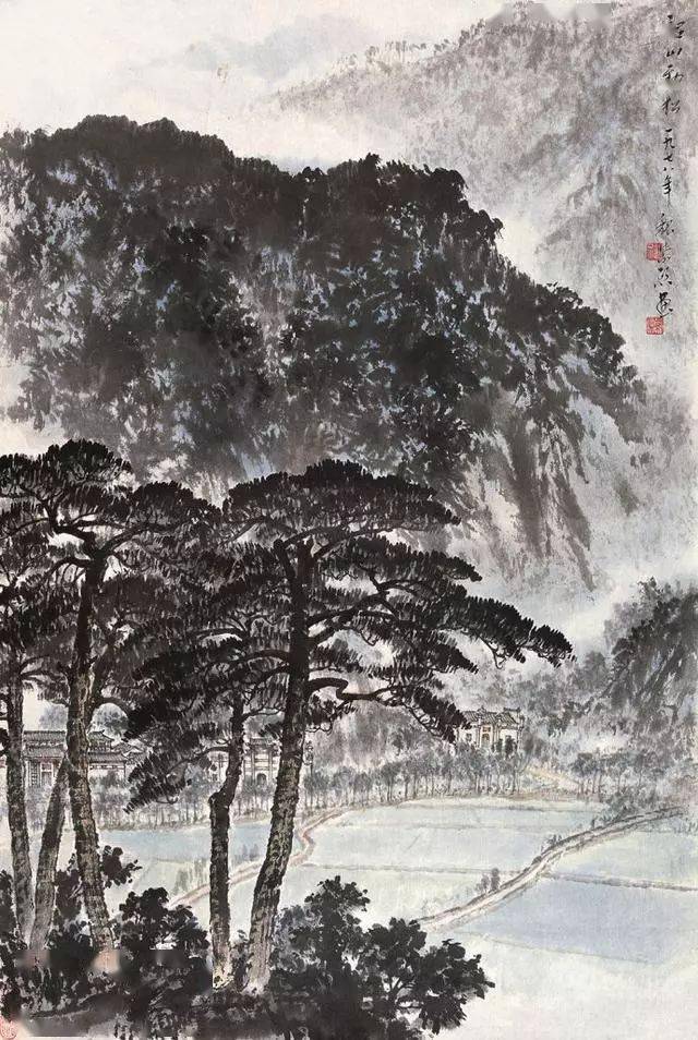 輸入圖片描述雙松圖 黃均(1914-2011)請點擊此處輸入圖片描述松下觀流