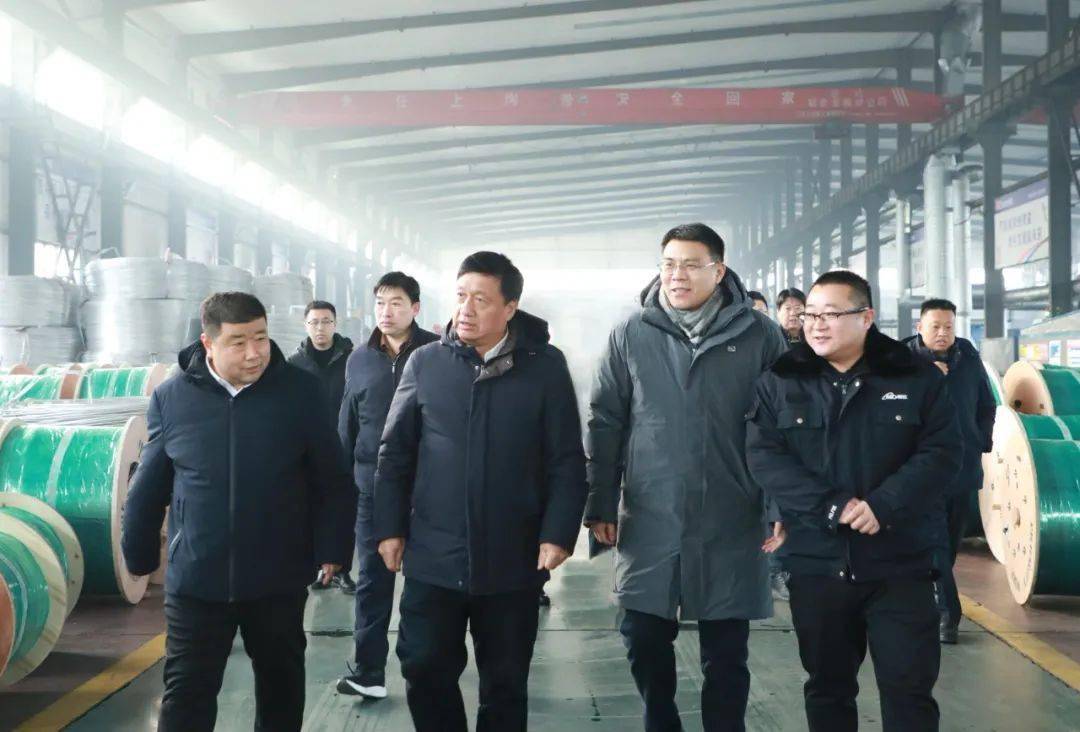 王普增一行先后来到明达线缆,贾家口镇高端智能制造产业园,童泰公司