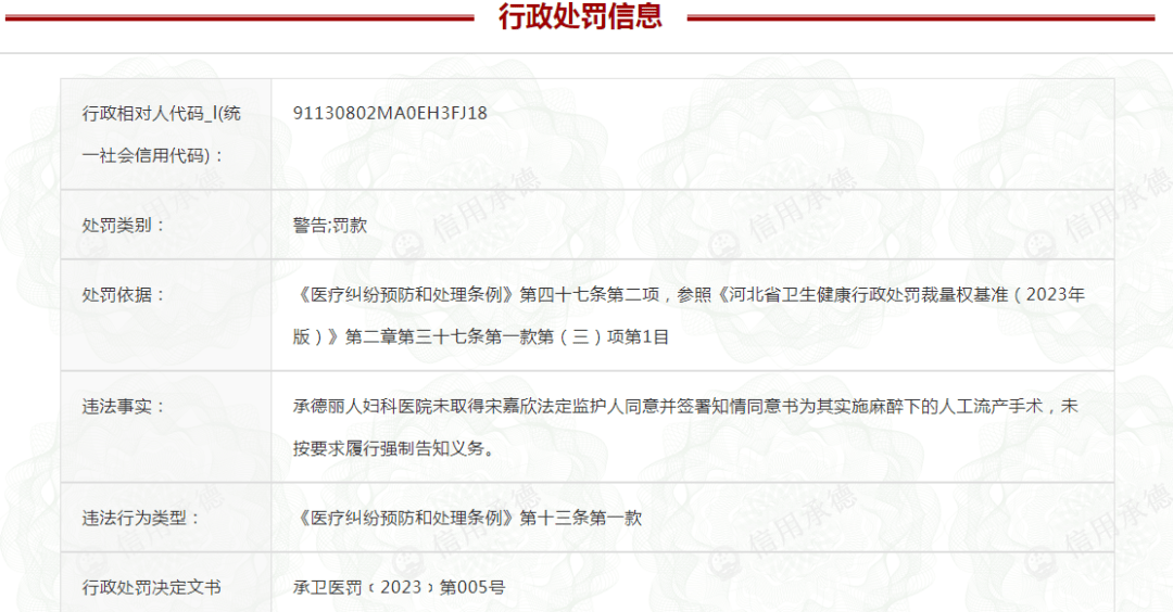 宋某某法定監護人同意並簽署知情同意書為其實施麻醉下的人工流產手術